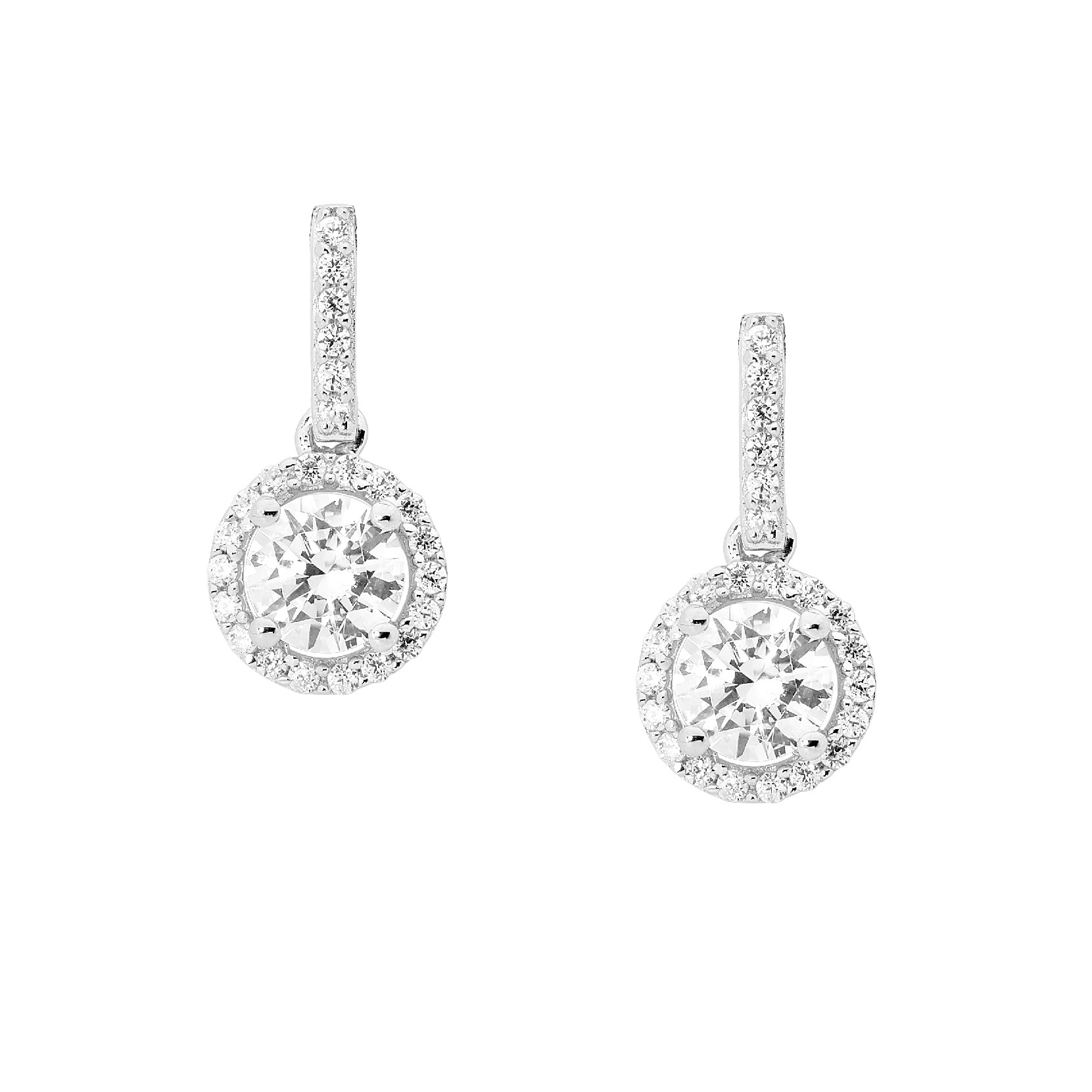 Ellani Round CZ Drop Earrings - Grieve Diamond Jeweller