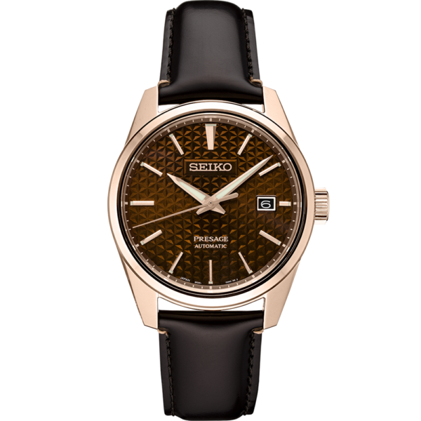 Seiko Gent Rose Gold Brown Leather and Brown Face Watch SPB170J