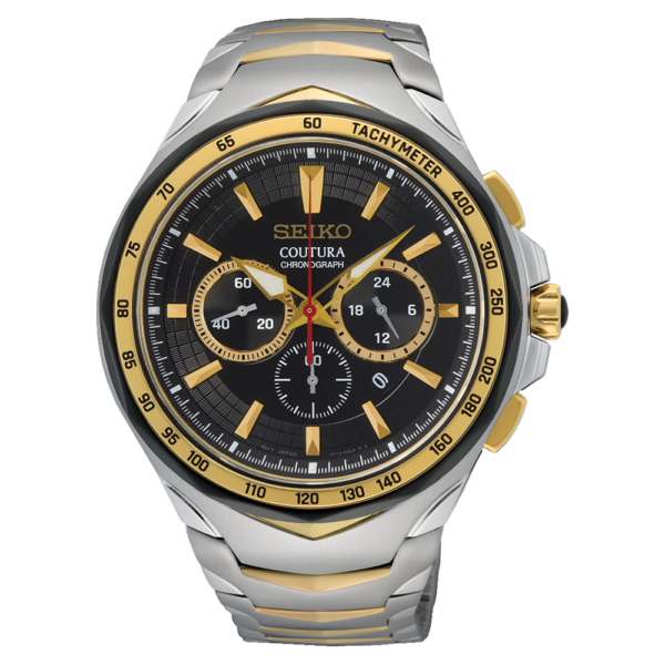 Seiko Gents Black and Gold Watch