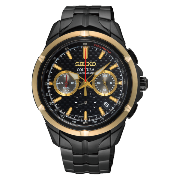 Seiko Gents Black and Yellow Gold Plated Contura Watch SSB442P