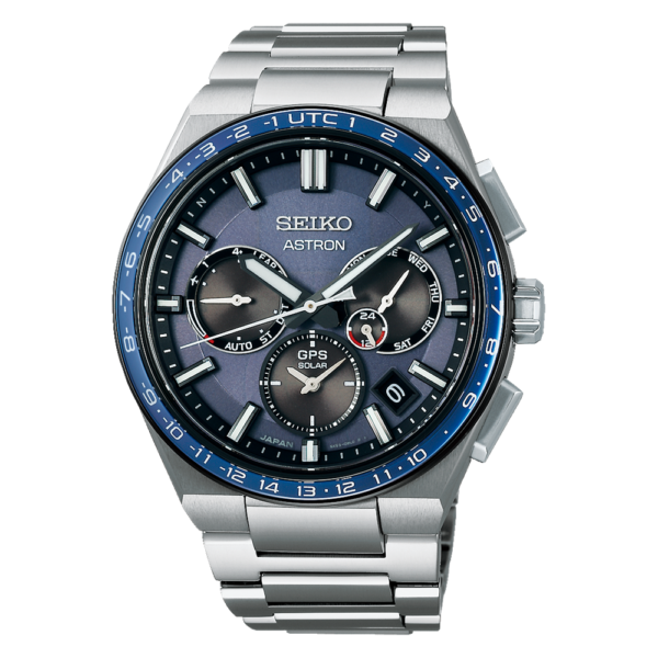 Seiko Gents Blue Face Stainless-Steel GPS 3 Dial Watch SSH109J