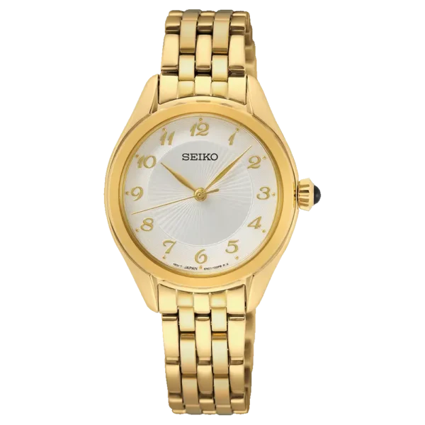 Seiko Ladies Yellow Gold Plated Dress Watch SUR384P