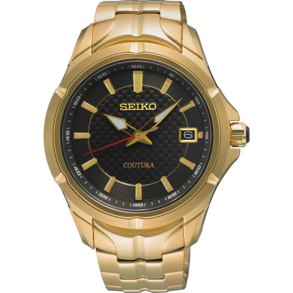 Seiko Gents Yellow Gold-Plated Black Face Coutura Watch SUR566P-9