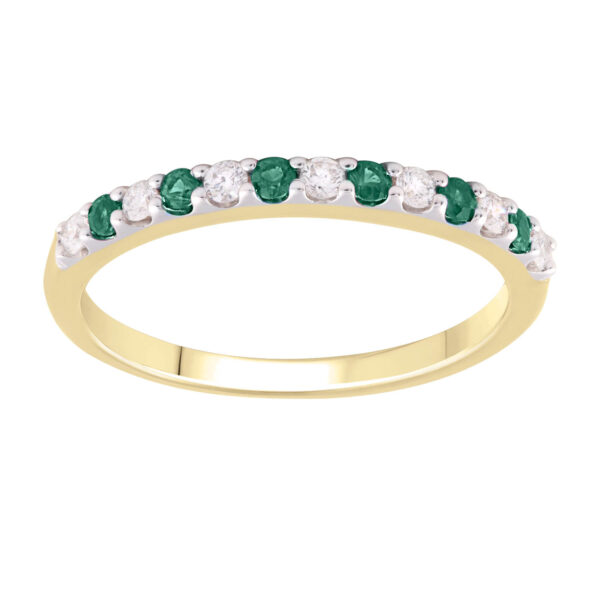 9CT YELLOW & WHITE EMERALD CHANNEL RING