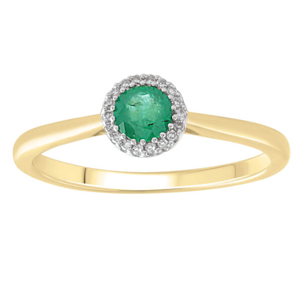 9CT YELLOW GOLD EMERALD CLUSTER RING